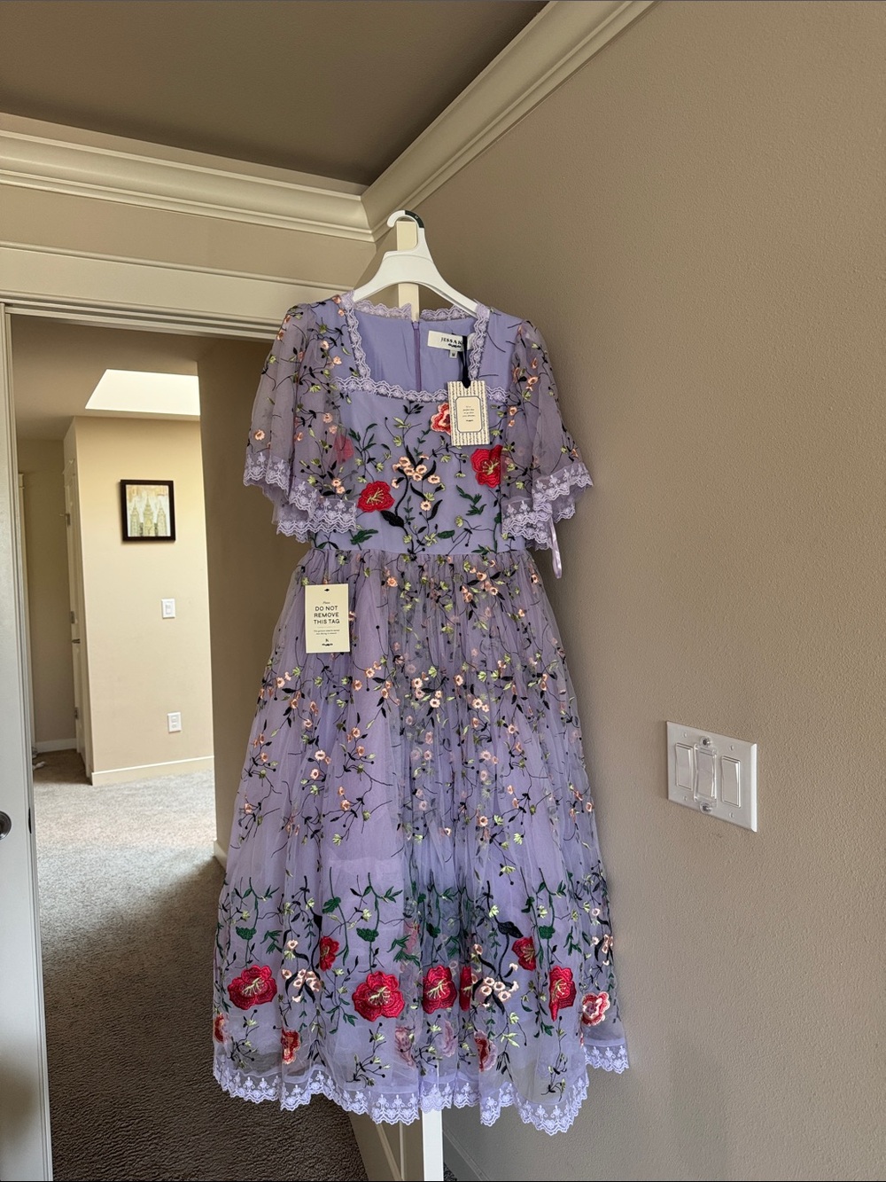 JessaKae Lavender Floral Embroidered Midi Dress - Picture 8 of 8
